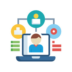 HR software icon simple hr software colored flat icon