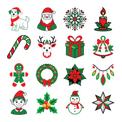 Christmas Icon Set in Flat Design Style