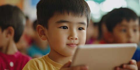 Tech-Savvy Child Engaged in Learning