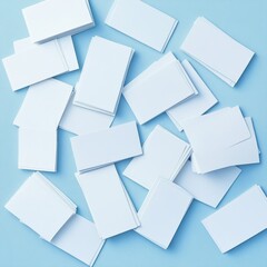 Top View of Index Cards on Blue Desk - Editorial Photography