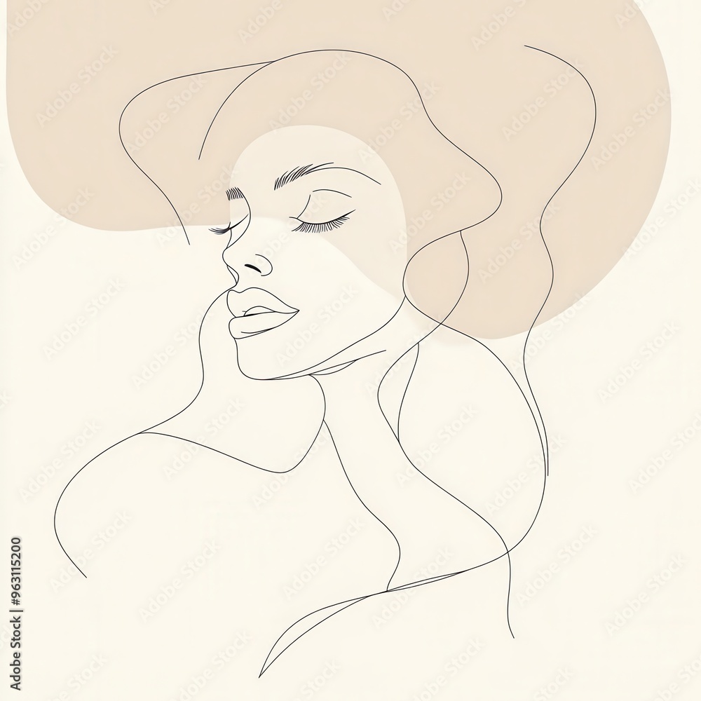 Poster a graceful silhouette of a woman's profile is elegantly outlined, capturing a serene expression agai