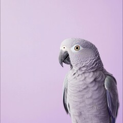 Obraz premium Adorable Parrot on Lavender Background: Perfect for Text Overlay