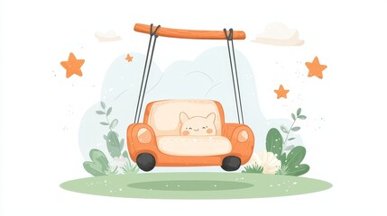 Personalized baby blanket, embroidered name, flat design illustration