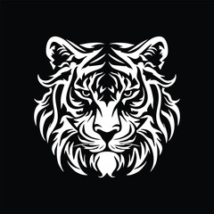 Black and white lion, tiger, cheetah king vector illustration design for art projects.