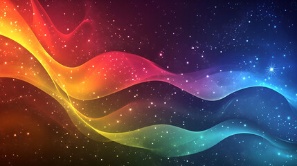 Fantastic wave design with snowflakes and glowing stars , abstract background with glowing lines and bokeh ,  Abstract unicorn wave with stars
