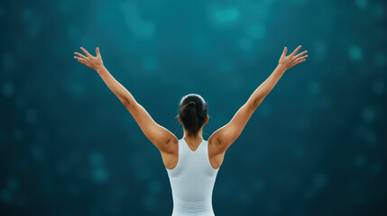 Triumphant gymnast performing a flawless routine, victory, champion, competition