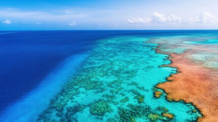 Obraz premium Aerial view of vibrant coral reef patterns