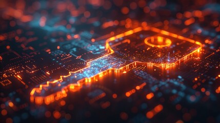 Digital key in technology background. Security or Private Key protecting data personal information.