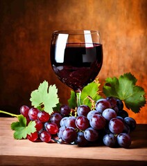 red wine and grapes