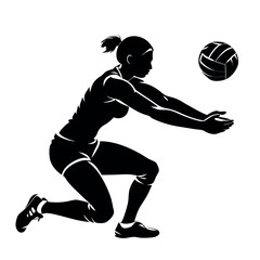 Volleyball player vector silhouette isolated white background