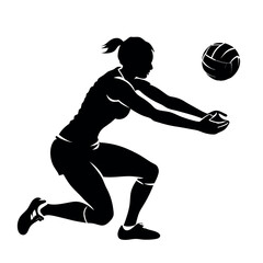 Volleyball player vector silhouette isolated white background