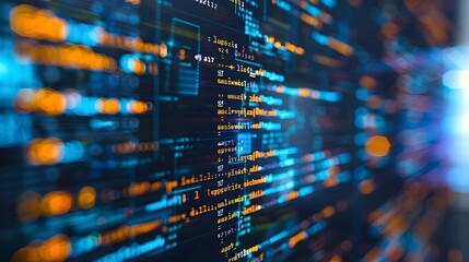 Close up View of Computer Screen with Code for Sentiment Analysis Algorithm and Data Processing