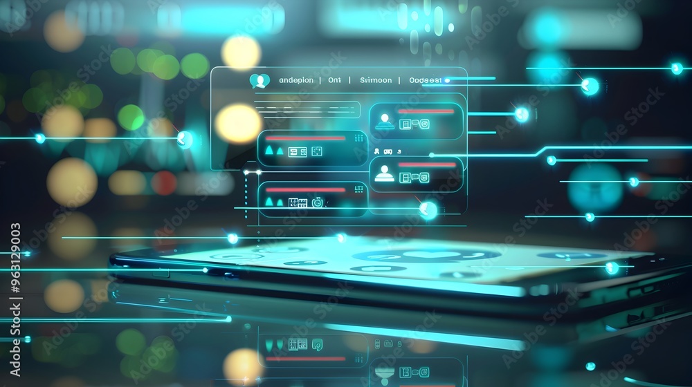 Poster digital assistant summarizing customer reviews with sentiment scores on interface screen