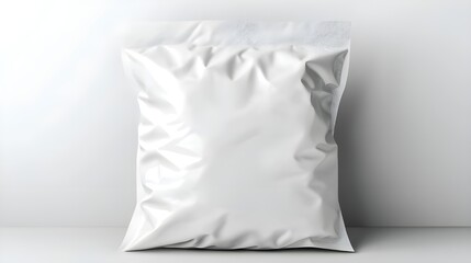 Blank White Aluminum Foil Pouch Bag Mockup.