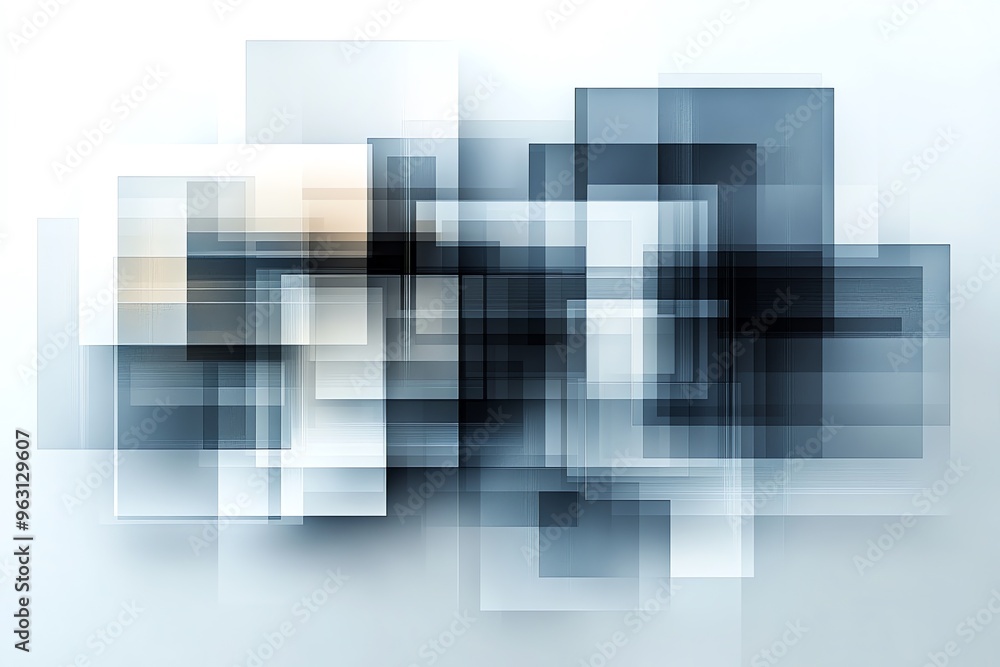 Poster Abstract Geometric Background with Overlapping Squares and Lines.