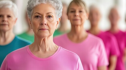 Diverse group of seniors in fitness class