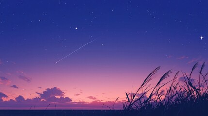 Naklejka premium A beautiful sky with a star and a shooting star