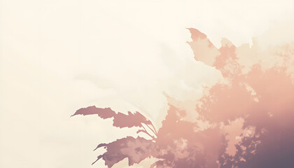 Obraz premium A light, abstract silhouette of an object, like a leaf or mountain, blended into the background color.