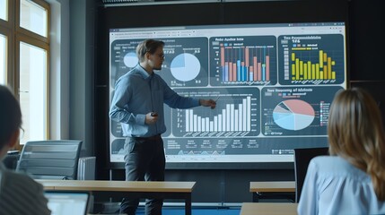 Professor Teaching Sentiment Analysis to Students Using Interactive Software and Data Visualizations