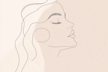 A smooth and elegant silhouette captures the profile of a woman, highlighting her features with minimalist lines against a subtle backdrop. Generative AI