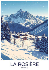 La Rosière France Poster Illustration Travel Print Decor Gift Paper Canvas Wall Retro Art