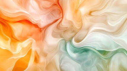Obraz premium Abstract Swirling Background with Orange, Green, and White Tones.