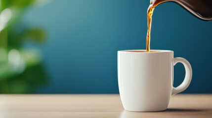 Freshly brewed coffee pouring into a mug, Monday morning