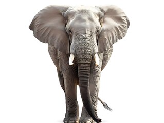 Majestic Elephant Stunning Wildlife Portrait Large Ears Tusks Gray Textures Powerful Presence. AI Generated