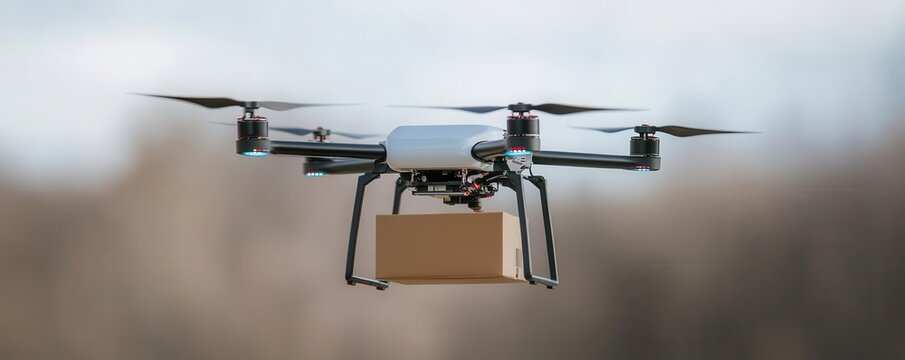 Futuristic drone delivery system in action