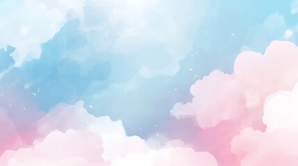Abstract Watercolor Sky with Clouds