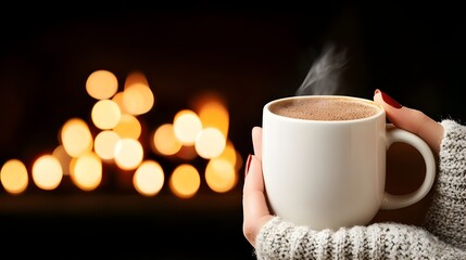 Fototapeta premium Warm Coffee Cup with Soft Bokeh Background