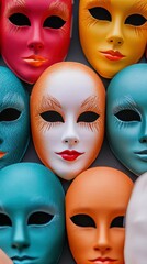 Obraz premium Vibrant Venetian Carnival masks display
