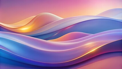 Naklejka premium Soft pastel waves in shades of pink, purple, and blue a dreamy and fluid abstract background