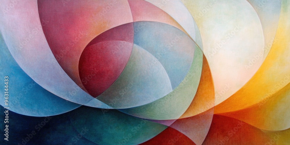 Wall mural colorful abstract modern art background with overlapping circular shapes in various hues