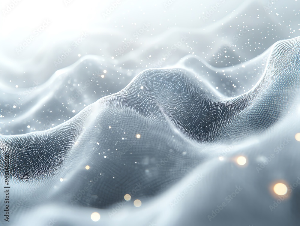 Poster abstract gray wavy background with shimmering lights.