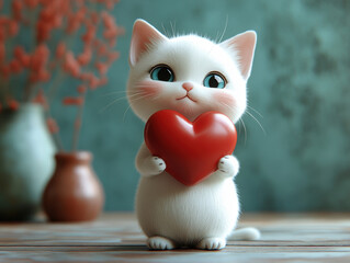 Cute Kitten with Heart.