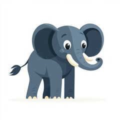 Obraz premium Majestic Elephant Illustration with Raised Trunk on White Background - Simple and Minimalistic Wildlife Artwork Concept