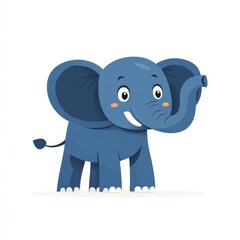 Fototapeta premium Majestic Elephant in Minimalist Style on White Background - Simple Flat Illustration of Elephant with Raised Trunk