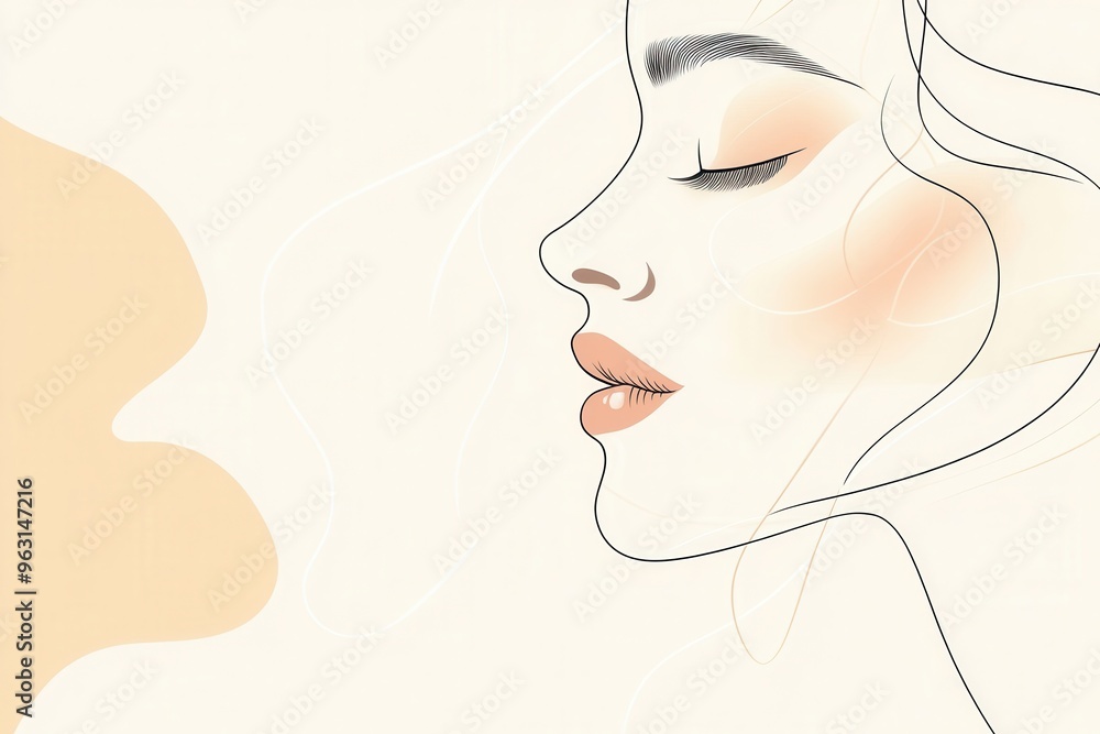 Fototapete a minimalist representation features the silhouette of a woman's face, highlighting elegant lines an