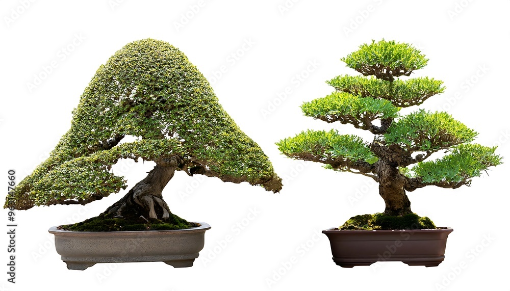 Poster clipping path for bonsai trees - bonsai trees isolated with full depth of field