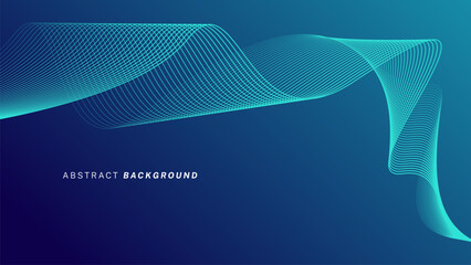 Abstract glowing wave lines on dark blue background. Dynamic wave pattern. Modern flowing wavy lines. Futuristic technology concept. Suit for banner, poster, cover, brochure, flyer, website