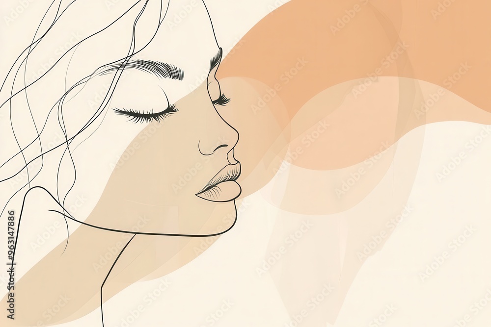 Aufkleber a graceful silhouette captures the essence of a woman's profile with flowing, smooth lines in calmin