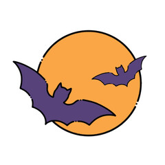 bats and moon halloween vector