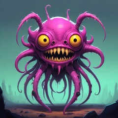 Obraz premium illustration of a fantastic urban tentacles monster