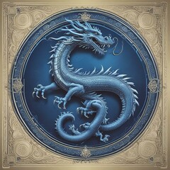 A Majestic New Year 2024 Celebration Image with Blue Zodiac Sign