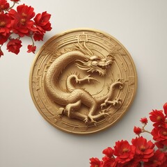 Golden Dragon Zodiac Sign for Chinese New Year Celebration