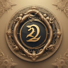 Minimalist Happy New Year Dragon Zodiac Design with Traditional Elements