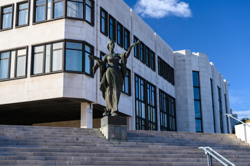 Statue "Vítanie" [Welcome] by Ján Kulich. The National Council of the Slovak Republic – the national parliament of Slovakia.