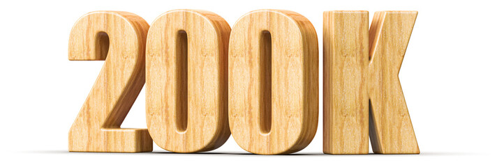 200k Followers Wooden Number 3D Render