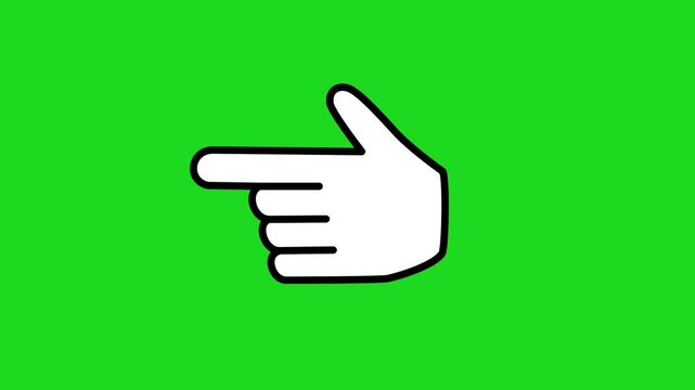 Hand finger direct here icon animation in green screen background